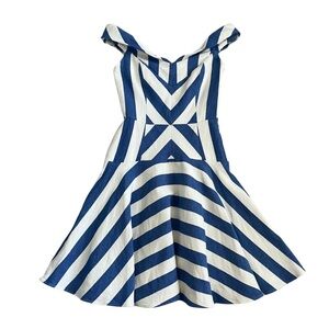 MILLY Mariella Striped Off the Shoulder Mini Dress Size 2 Fit & Flare